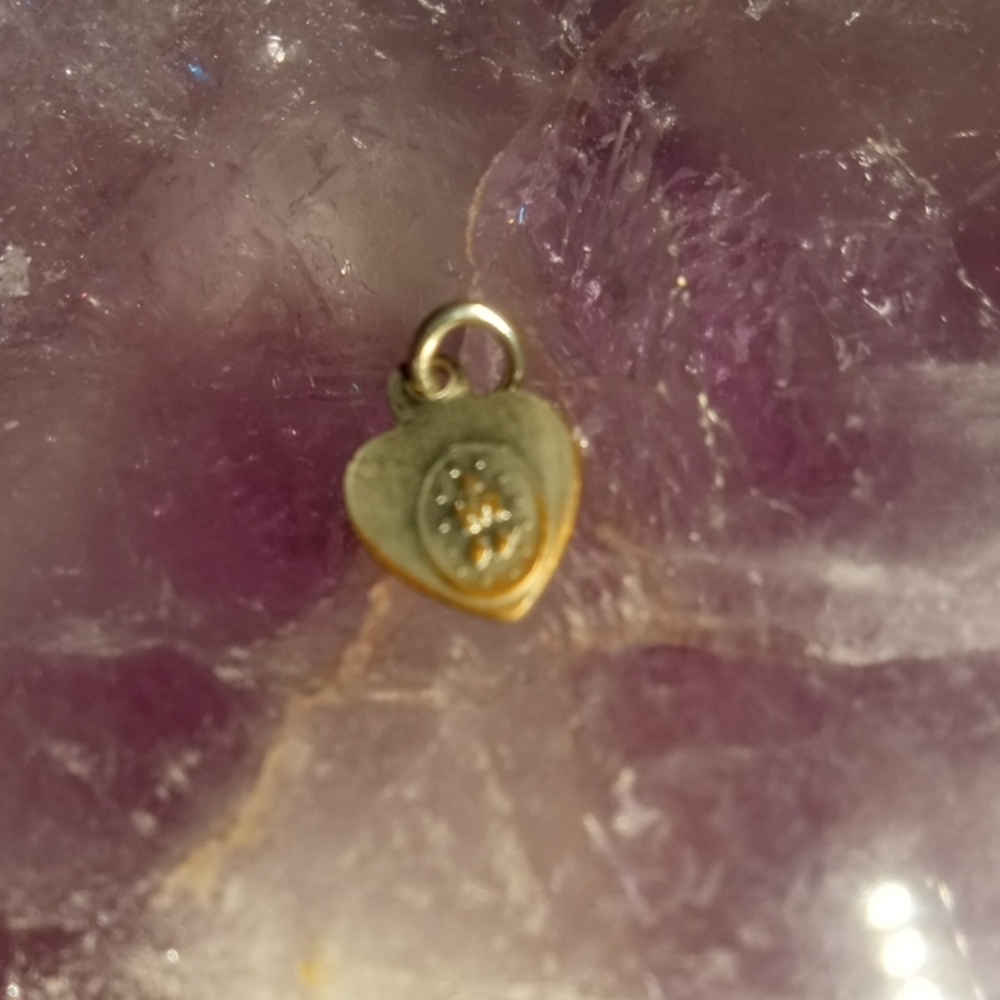 Silver and Blue Heart Charm With Religious Idol - Picture 4 of 9